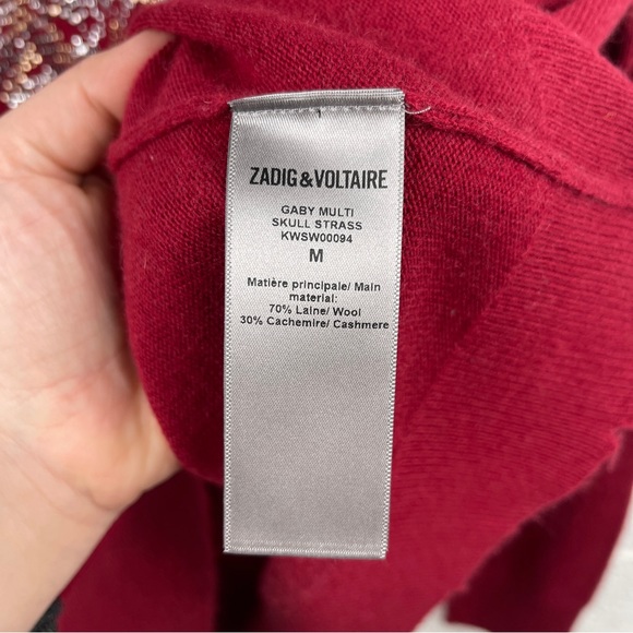 Zadig & Voltaire Red Gaby Embellished Skull Wool & Cashmere Jumper Size M - Picture 9 of 14